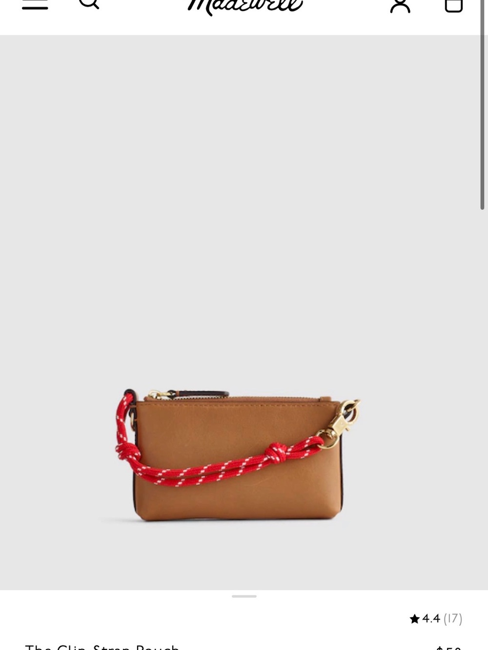 Madewell Tan Leather Clip-strap Pouch with Red Rope Strap